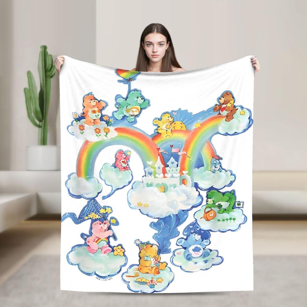 Pile Collage Of Care Bears And Cousins Blanket Flannel  Soft Throw Blankets for Outdoor Travel Bedspread