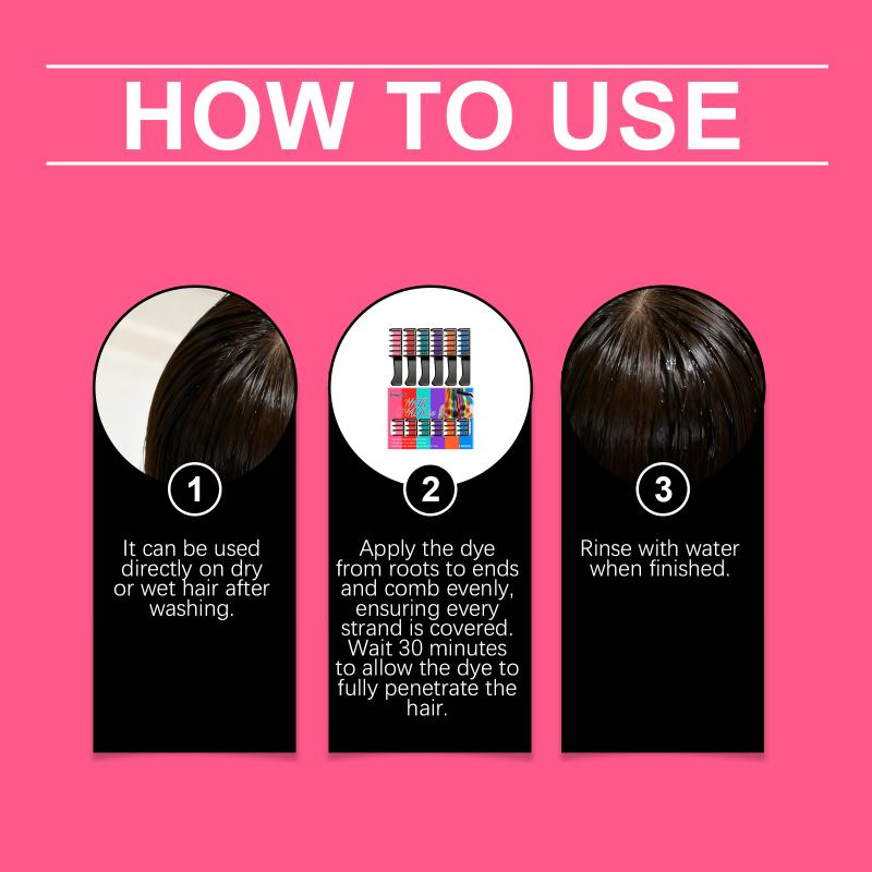 

Temporary Hair Comb Set Gentle Hair Color. Natural Color Showing. Even Color Coverage. Fashionable Hair Conditioner. one size