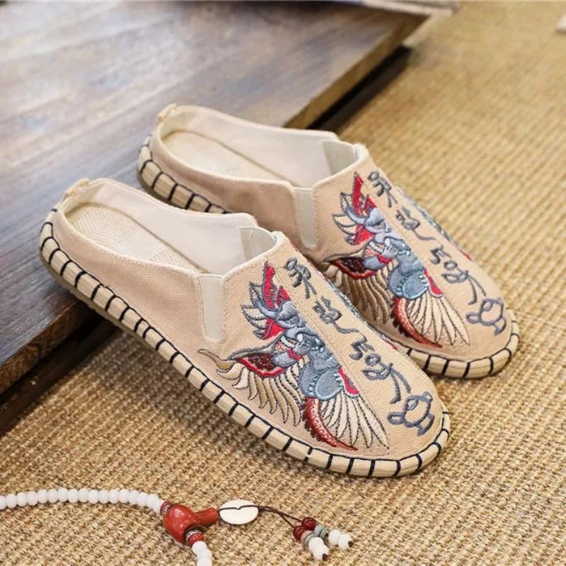 Fashion Summer Slippers For Men Half Flat Mules Elegant Shoes Comfortable Sale Sandals Man Cheap Korean Style Liquidation Trend 2024