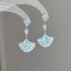 Vintage Green Drop Rhinestone Tassel Earrings for Women Fashion Light Luxury Commuter Jewelry