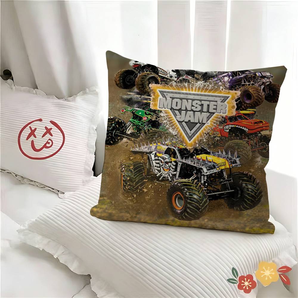 pc Monster Jam Monster Truck Cartoon Pillow Case Fashion Square Pillowcase Bedroom Sofa Room Ins Decoration Leisure