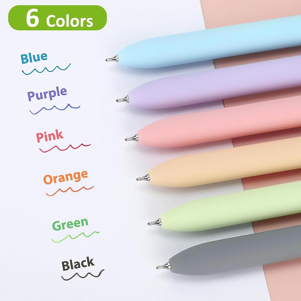 FIOVER Colored Pens, 6 Pack Colorful Gel Pens, Quick-Dry 0.7mm Medium Point for Journaling, Note Taking, Doodling, Aesthetic Office School Supplies,