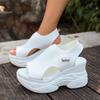 Summer New Knitted Fish Mouth Shoes Fairy Style Muffin Sole Elegant Flying Wedge Platform Sports Sandals