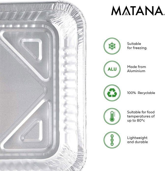 Barquettes en aluminium jetables - matana - 2000ml - 31x21cm - réutilisables - étanches