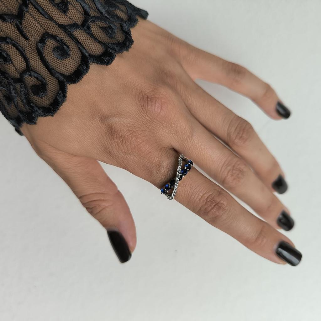 Silver Ring with Nano Sapphire 0.83ct, Item Weight 3.25 Gr (2189039)