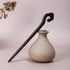 Vintage Ebony Wood Hairpin: Auspicious Clouds Design for Elegant Updos