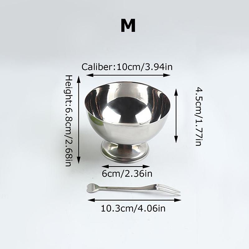 1set Multi-functional Ice Cream Round Cup Stainless Steel Salad Cup Stainless Steel Ice Cream Cup Milk Shake Dessert Snack Cup