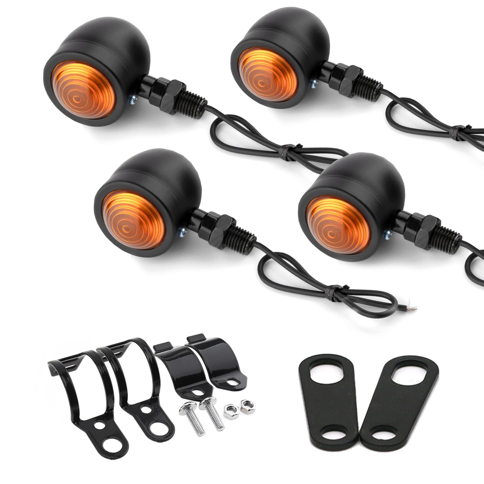 

PIENSE Motorcycle Turn Signals Set of 4 - Universal Black Bullet Bullet Style Retro чёрный