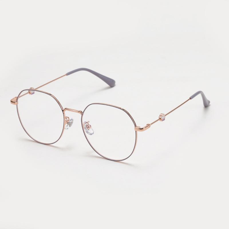Shinchan Large Polygon Metal Eyeglass Frame - Korean Style Slimming Women's Myopia Glasses