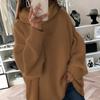 Pullover Sweater for Plus-Size Women, Featuring a High Neck, Solid Color, Long Sleeves, And Ribbed Drop Shoulders