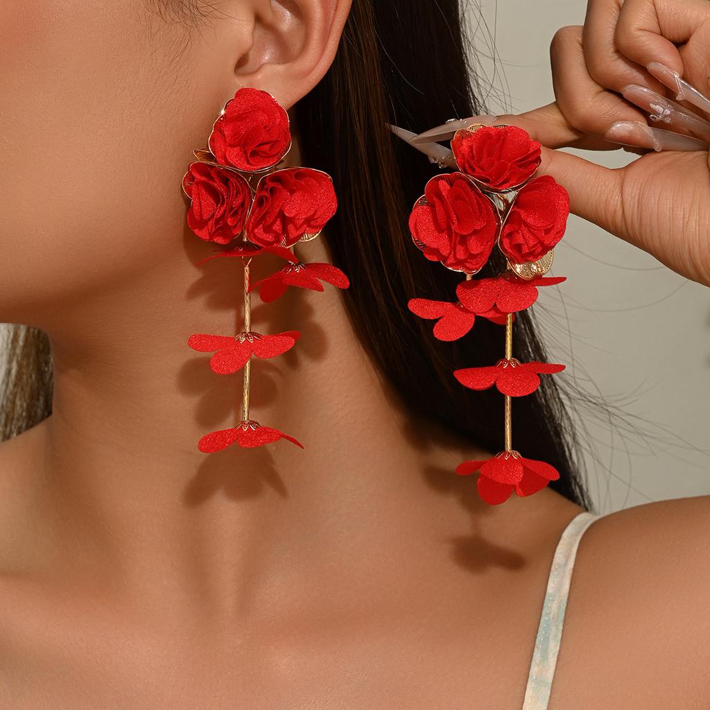 European and American Style Earrings, Chiffon Flower Multi-layer Niche Design Stud Earrings, Versatile High-end Earrings Women