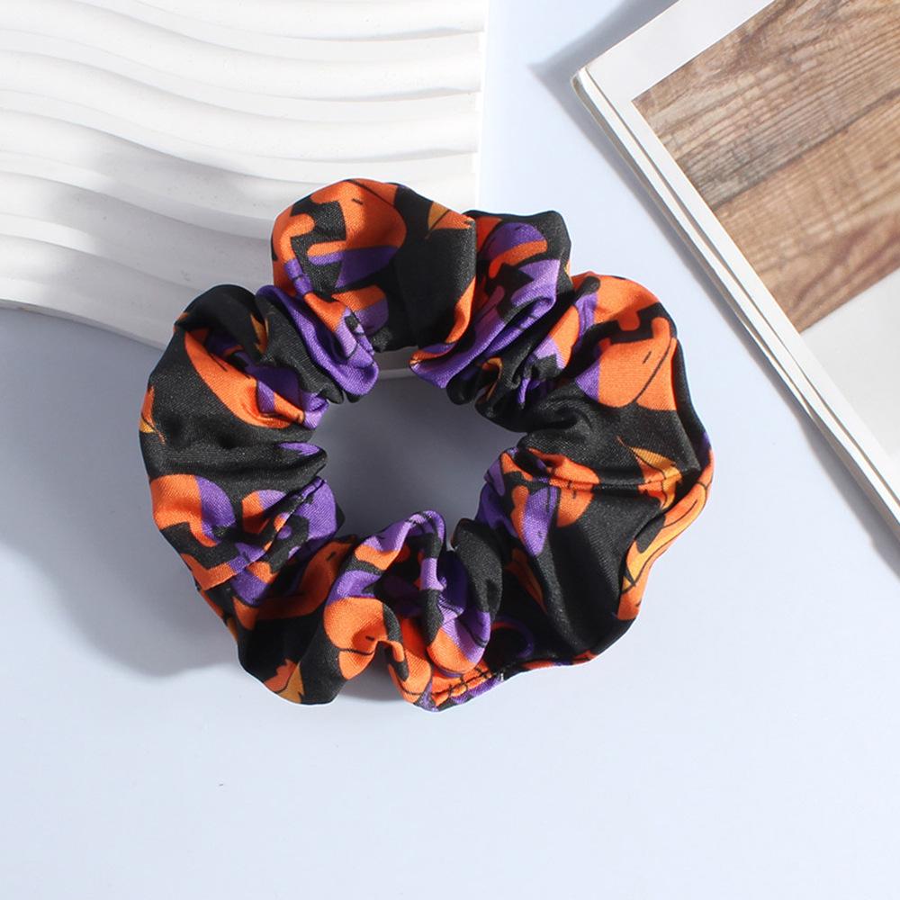 Europäische & Amerikanische Halloween Scrunchies: Ausgefallener Druck Satin Haaraccessoires