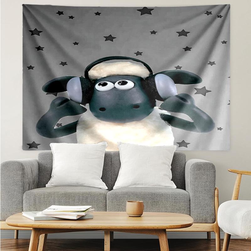 1PC Sheep And Shaun Adventure Tapestry Accessories Playroom Tapestry, for Bedroom,Livingroom, Dormitory Room Wall Decor Fan Birthday Gifts