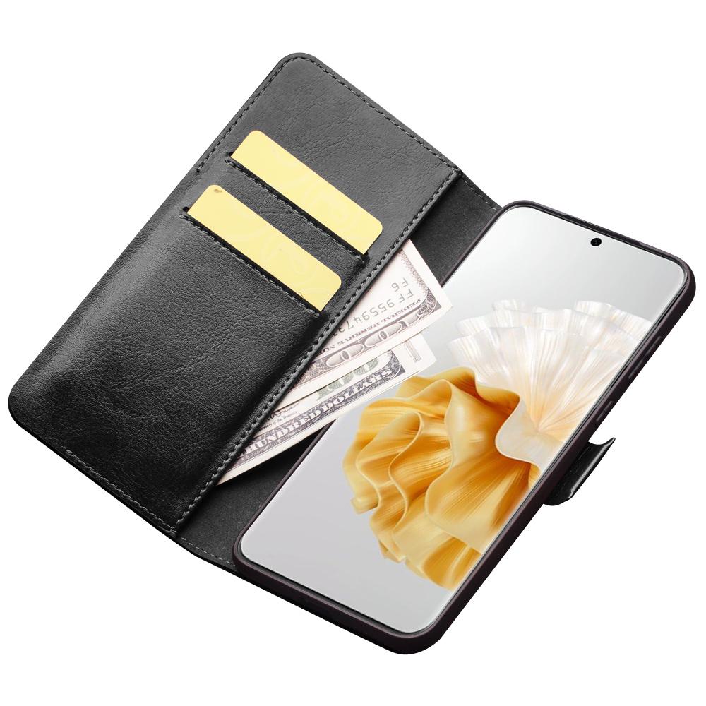 QIALINO For Huawei P60 Pro Genuine Cow Leather Phone Case Wallet Stand Flip Folio Cover