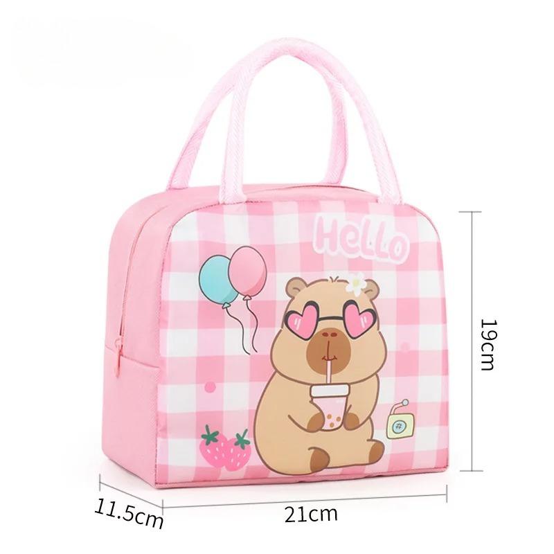 Cute Capybara Print Lunch Bag Kids Insulated Food Container Portable Box Carrier Cartoon Kindergarten School Lunch Storage Bag