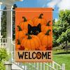 1pc Halloween Black Cat and Pumpkin Welcome Garden Ag, Double Sided Print, Perfect for Patio and Outdoor Holiday Decorations (