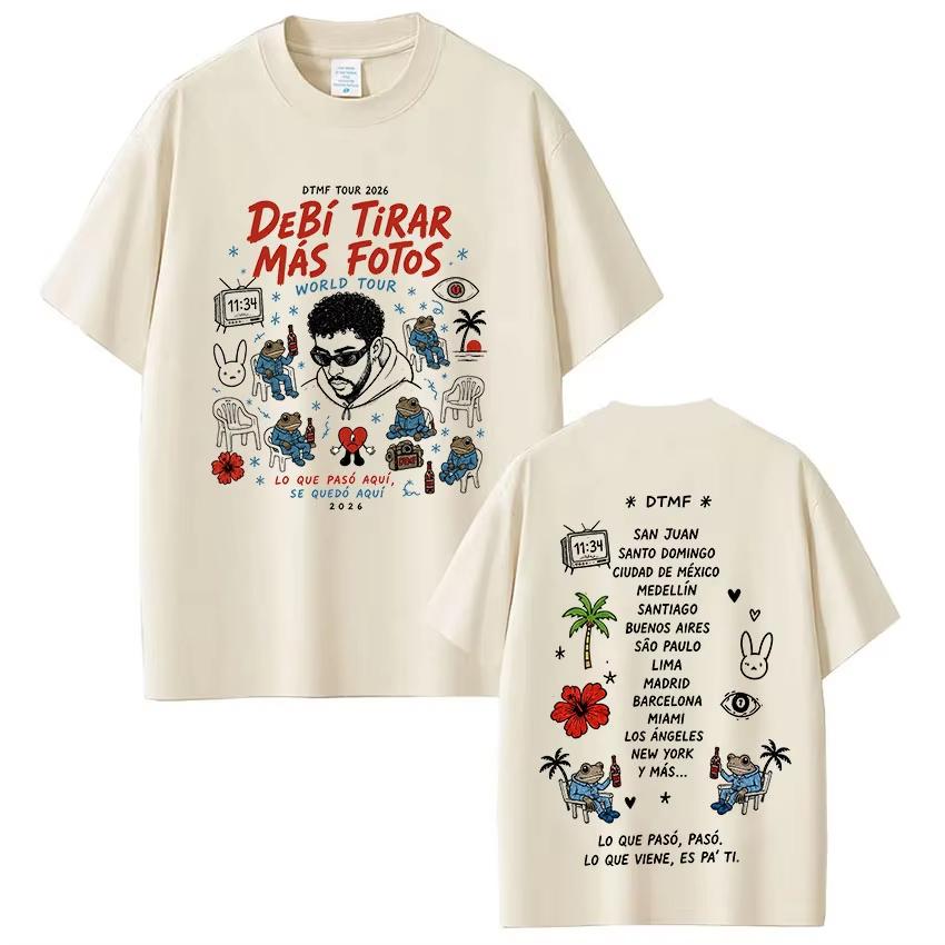 Rapper Bad Bunny Debi Tirar Mas Fotos DTMF T-shirt, Unisex Fashion Hip Hop Cotton Loose Top Streetwear Women And Men T-shirt