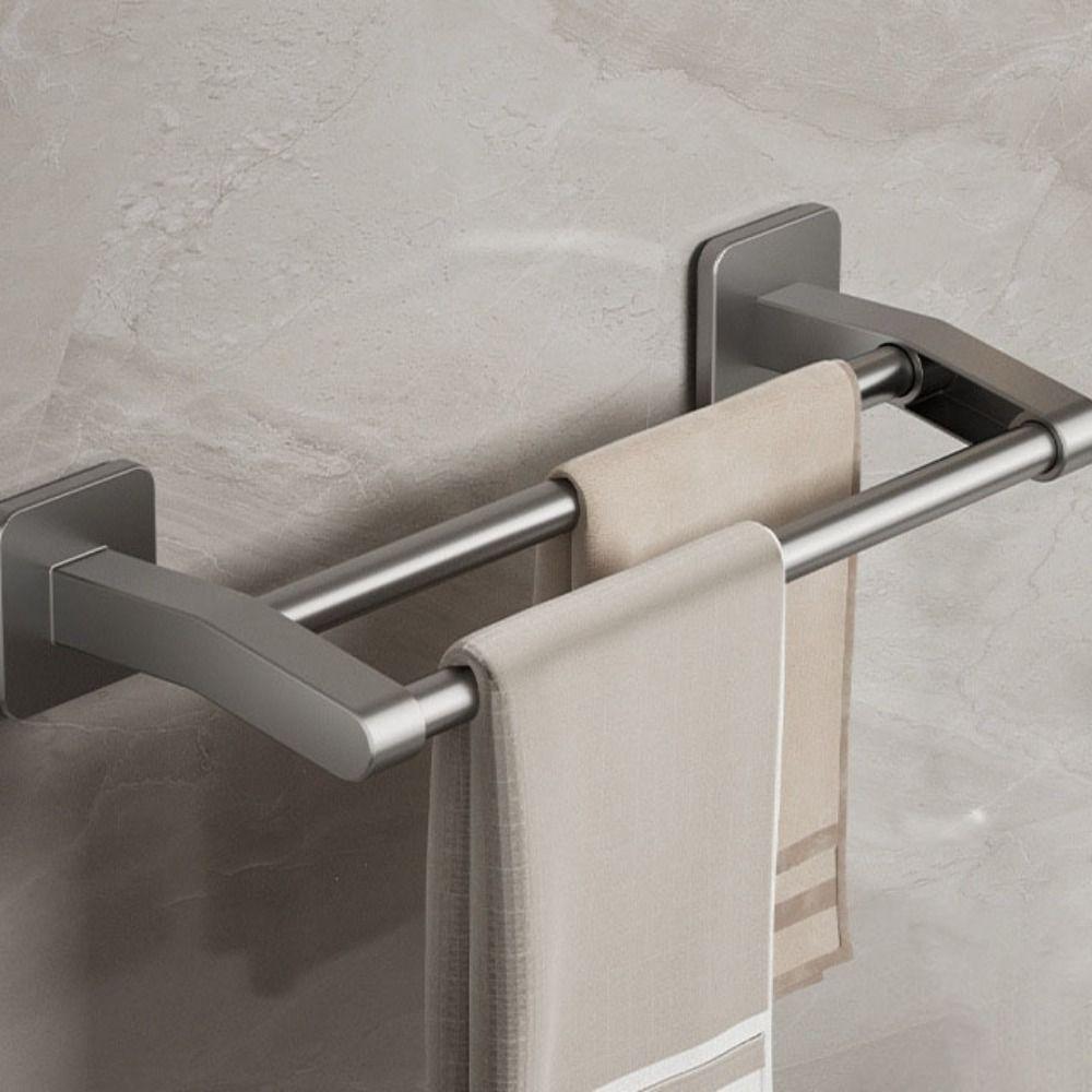 Good Bearing Capacity Towel Rack Rust-proof Wall Shelf Durable No-punch Towel Bar Bathroom Cabinet