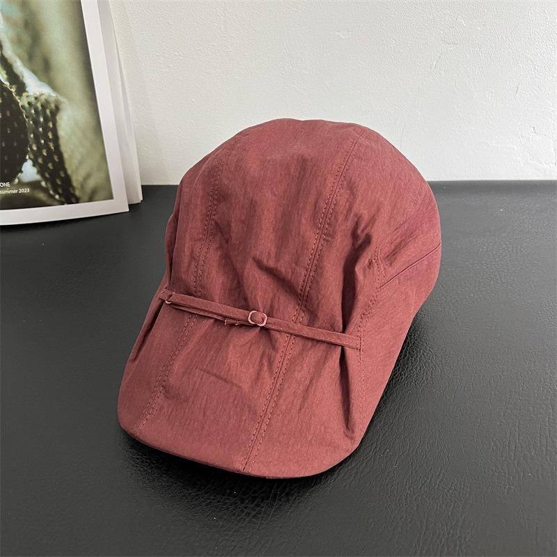 Korean Nylon Quick Dry Front Tie Ascot Cap Women Old Money Vintage Beret Casual UV Protection Sun Visor Hat Spring Summer