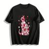 Floral Cat Print Heart Pattern Casual Top For Women Pure Cotton T-shirt