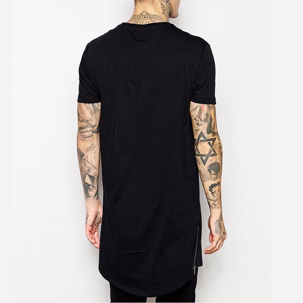 Men's Long Size Casual  Hop Fashion Shirt Short Sleeve Top Blouse 