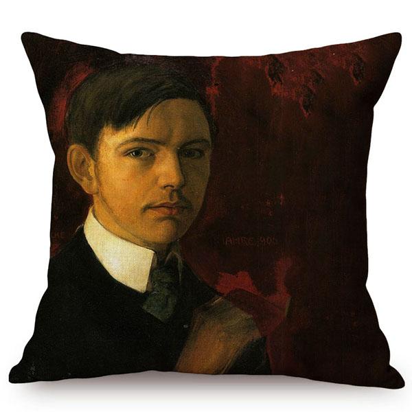 Famous Character Portrait Vintage Oil Painting Art Sofa Pillow Case Cotton Linen Luxury Gallery Chair Decorative Cushion Cover