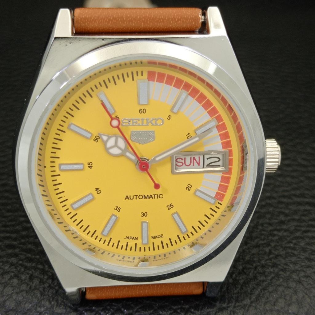 VINTAGE REFURBISHED SEIKO 5 AUTOMATIC 6309A JAPAN MENS YELLOW WATCH A440771-9 Sk-a440771-1