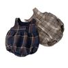 Stylish Plaid Wool Fleece-Lined Baby Girl Romper with Footie Straps