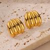 C Shape Hoop Earrings for Women Stainless Steel Gold Color Multilayer Irregular Piercing Stud Earrings New Trendy Jewelry Gifts