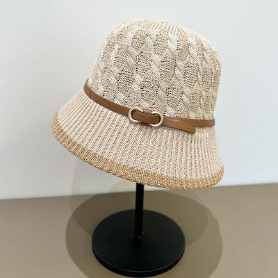 Spring and Summer Buckle Bucket Hat Women's Fashion Sunshade Temperament Pot Hat Twist Pattern Breathable Travel Sun Hat