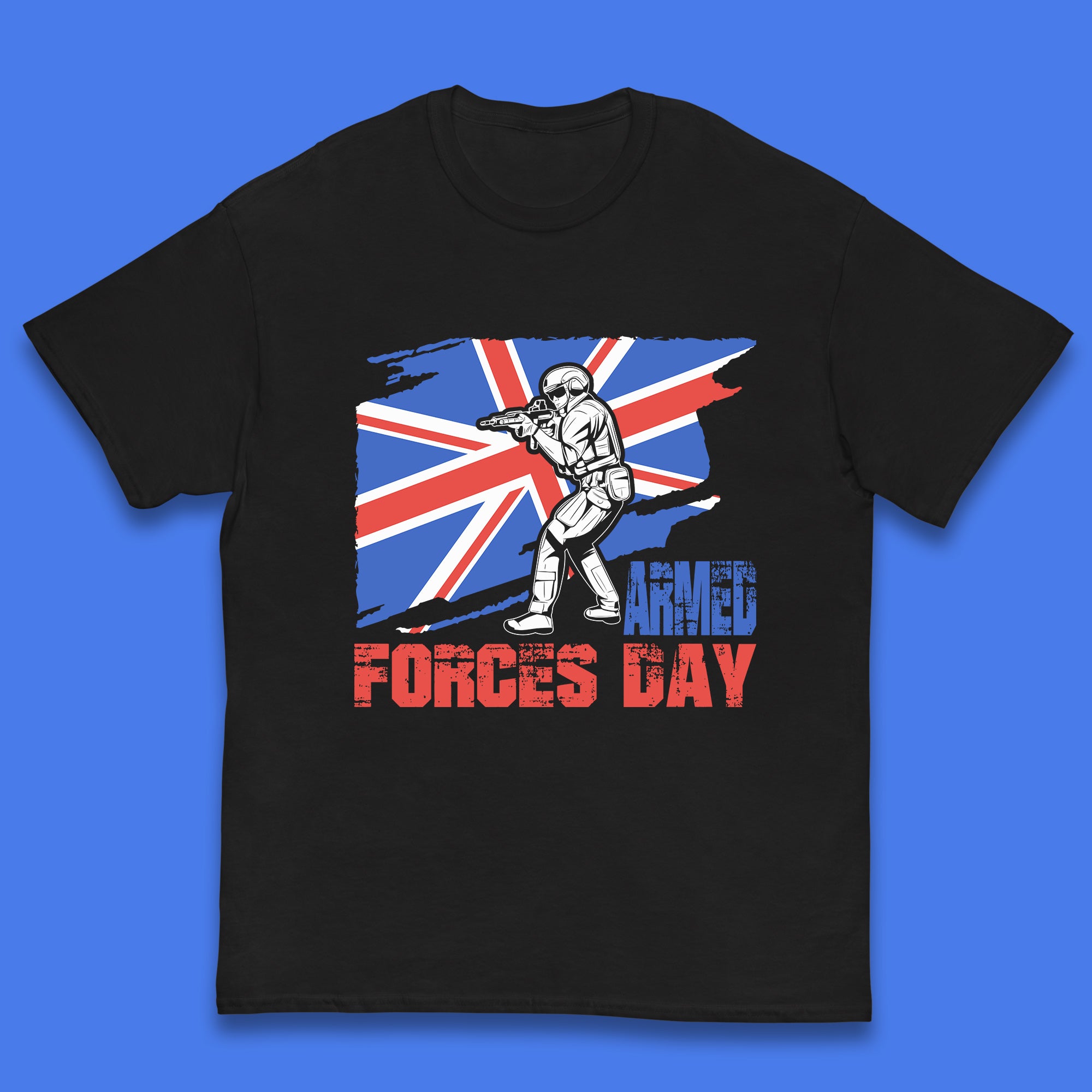 

British Armed Forces Day British Veteran Day UK Flag Anzac Day Lest We Forget Kids T Shirt 130