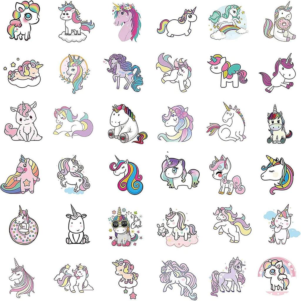 100pcs Cute Vinyl Unicorn Stickers for Kids , Girly Sticker for Water Bottle Laptop Scrapbook pad Phone Skateboard,Waterproof Unicorn Christmas Gifts 