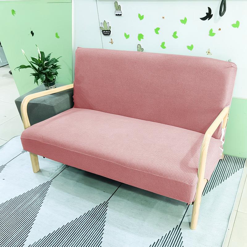 Stretch Futon Slipcover Solid Wood Sofa Cover Furniture Protector Without Armrests Slipcover Soft with Elastic Bottom for Kids, Spandex Jacquard