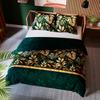SELVA Green bedding set 220x200 cm - satin cotton, tropical pattern