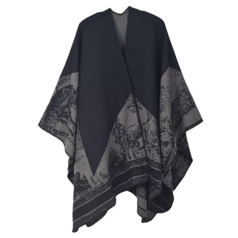 Northwest Xinjiang Women's Autumn/Winter Shawl Cape: Western Sichuan Travel Cloak & Thick Tibetan Scarf
