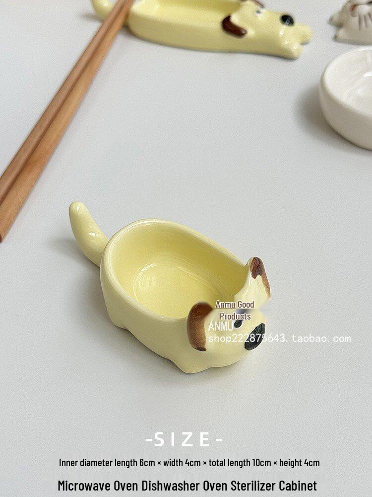 Japanese Cute Cat, Dog, Rabbit Ceramic Chopstick Rest & Sauce Dish
