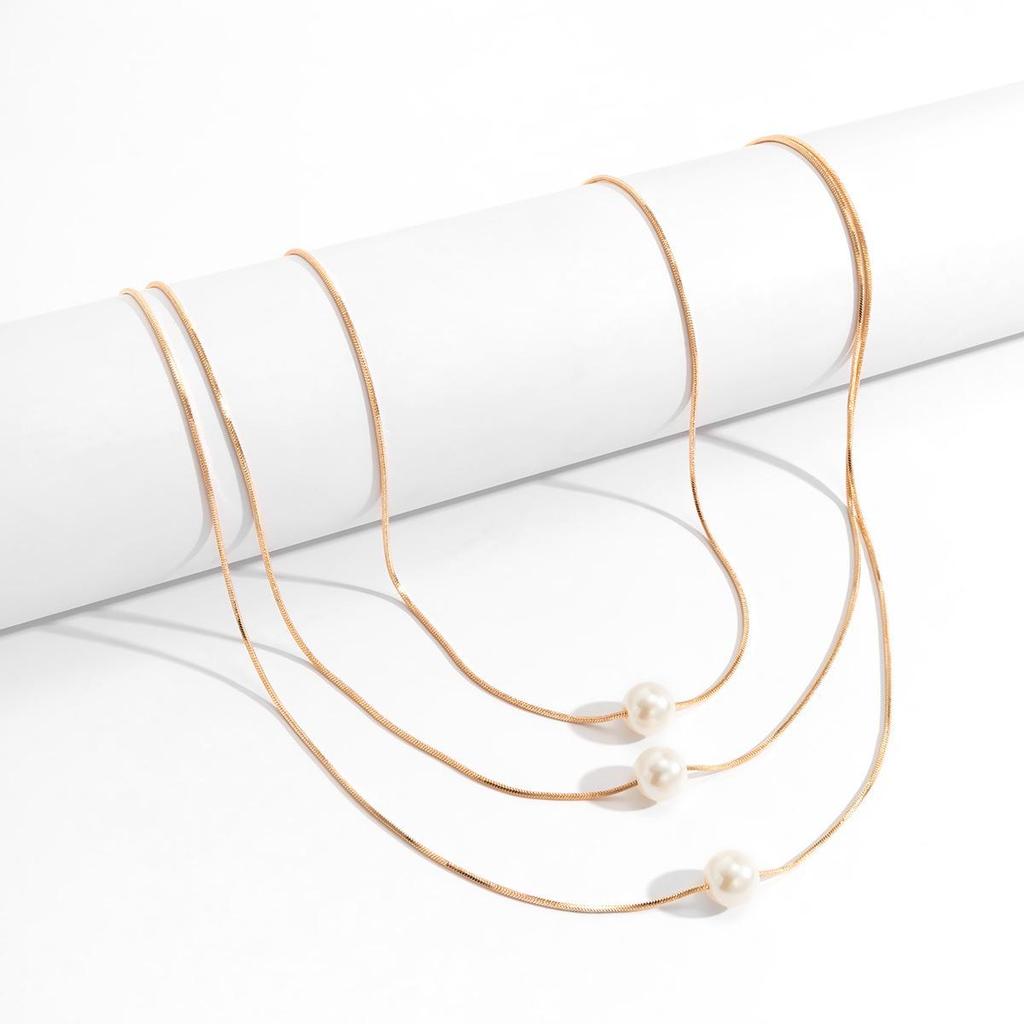 European Japanese Korean Retro Multi-Layer Pearl Clavicle Necklace for Women and Girls