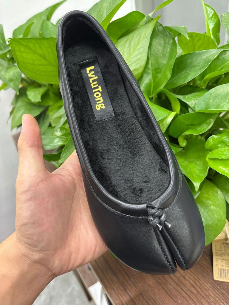 Sapatilhas Mary Jane Femininas de Pele com Solado Macio e Dedos Separados - Sapatos Baixos de Couro Confortáveis