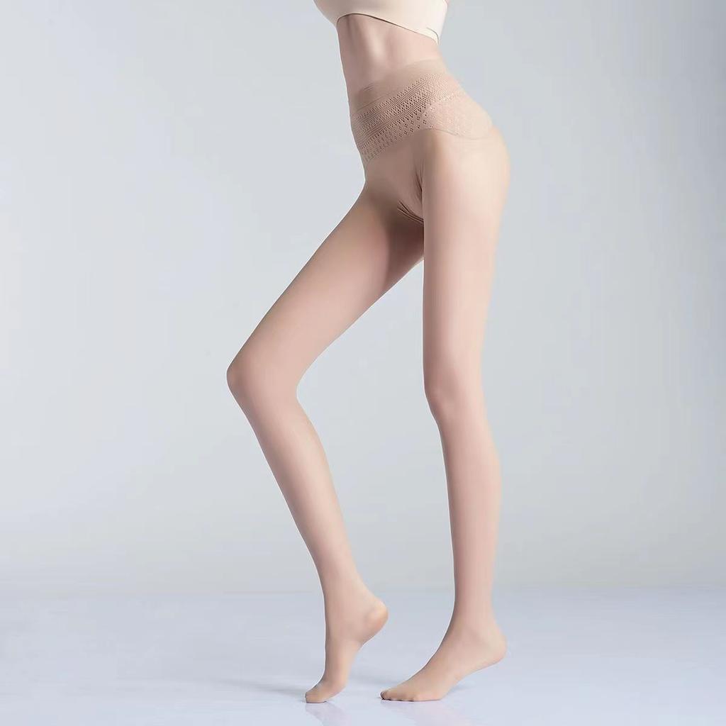 1D Thin Sexy Tights For Women Hollow Out Waist Transparent Pantyhose Female Super Elasticity Solid Color Seamless Long Stockings