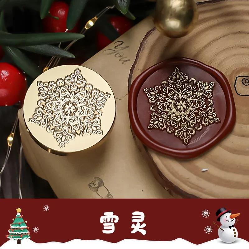 Merry Christmas Wax Stamp Retro Copper Brass Snowflake Reindeer Seal DIY Wax Sealing Stamp Envelope for Wedding Wax Seal HCZ052