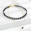 Korean Fashion Lace Flower Choker Necklace: Retro Double Layer Trendy Collarbone Chain for Women