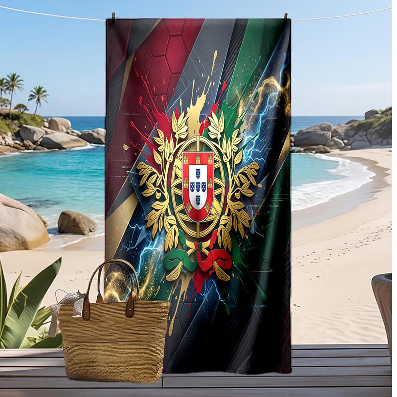 Portugal Fußball Print Strandtuch Schnelltrocknend Super Saugfähig Weiches Badetuch für Schwimmen Strand Reisen Fan Souvenir Geschenk
