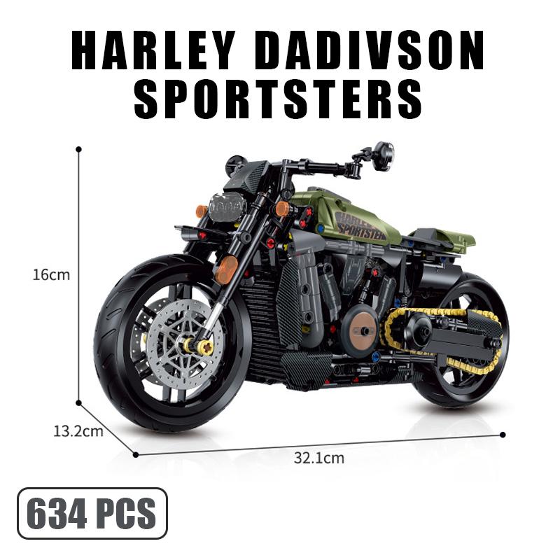 Technical Motorcycle Building Blocks Bricks Harleys Motorbike Locomotive Road Racer Toy for Kid Christmas New Year Gift