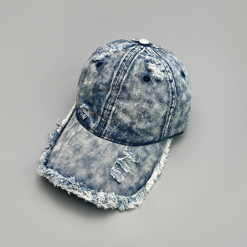 Yiran bag Nieuwe Unisex Amerikaanse Vintage Denim Gebroken Stijl Kleurovergang Baseballpetten Veelzijdige Mode Persoonlijke Trend Ademende Ins Petten 52-60cm