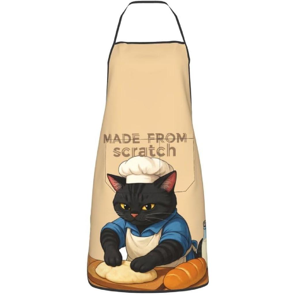 Women Men Aprons Bib Chef Baking Aprons with Pockets for Decor Kitchen BBQ Baking Grilling Cooking