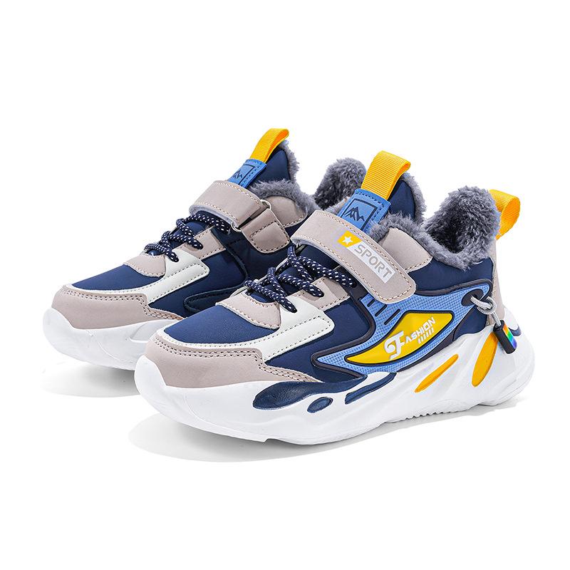 Vattentäta löparskor för pojkar med fleecefoder i läder - Varma, mångsidiga och snygga för barn