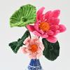 Finished Pipe Cleaner Flower Bouquet 2 Lotus Flowers 3 Lotus Leaves Artificial Chenille Stems Flower Craft for Vase Handmade Fake