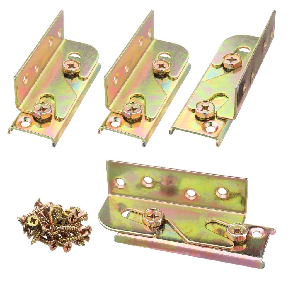 4pcs Screws Included Bed Rail Brackets Zinc Alloy Adjustable Hardware Connectors Durable Bed Rail Fittings Home Improvement