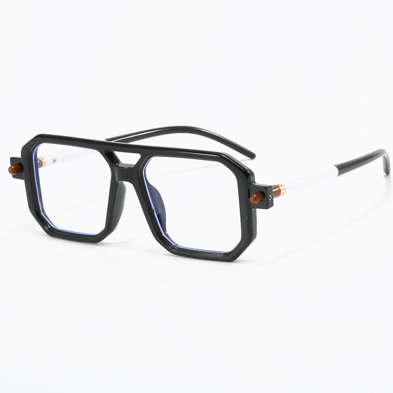 New Vintage Square Double Beam Fashion Sunglasses tofu pudding Mirror Leg Design Street Shoot INS Flat Mirror Female