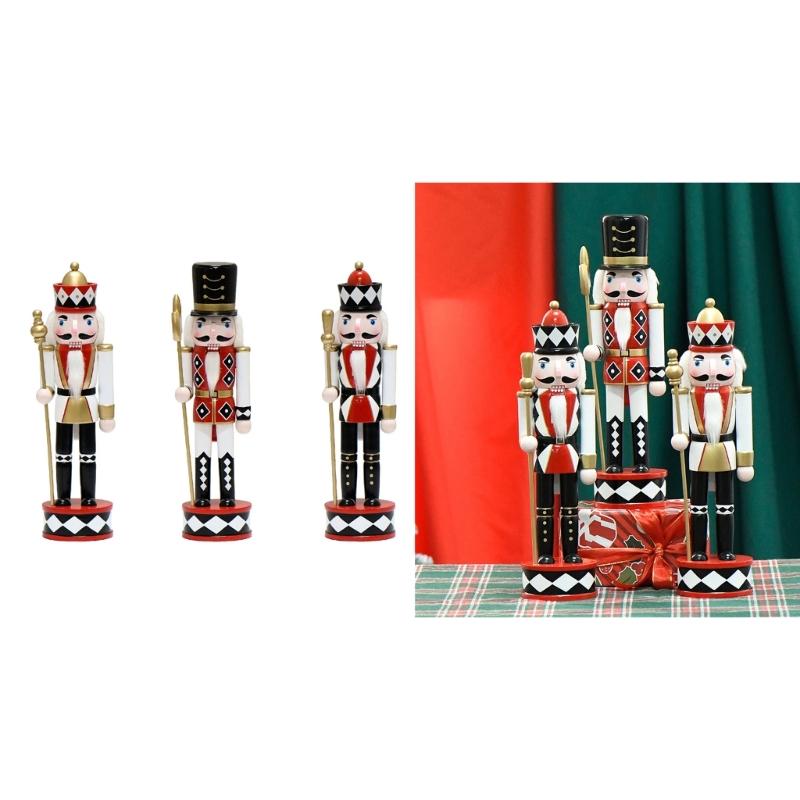 30cm Christmas Nutcrackers Ornament Hand Painted Doll Wood Solider King Figurine Tabletop Decorations for Home Bedroom